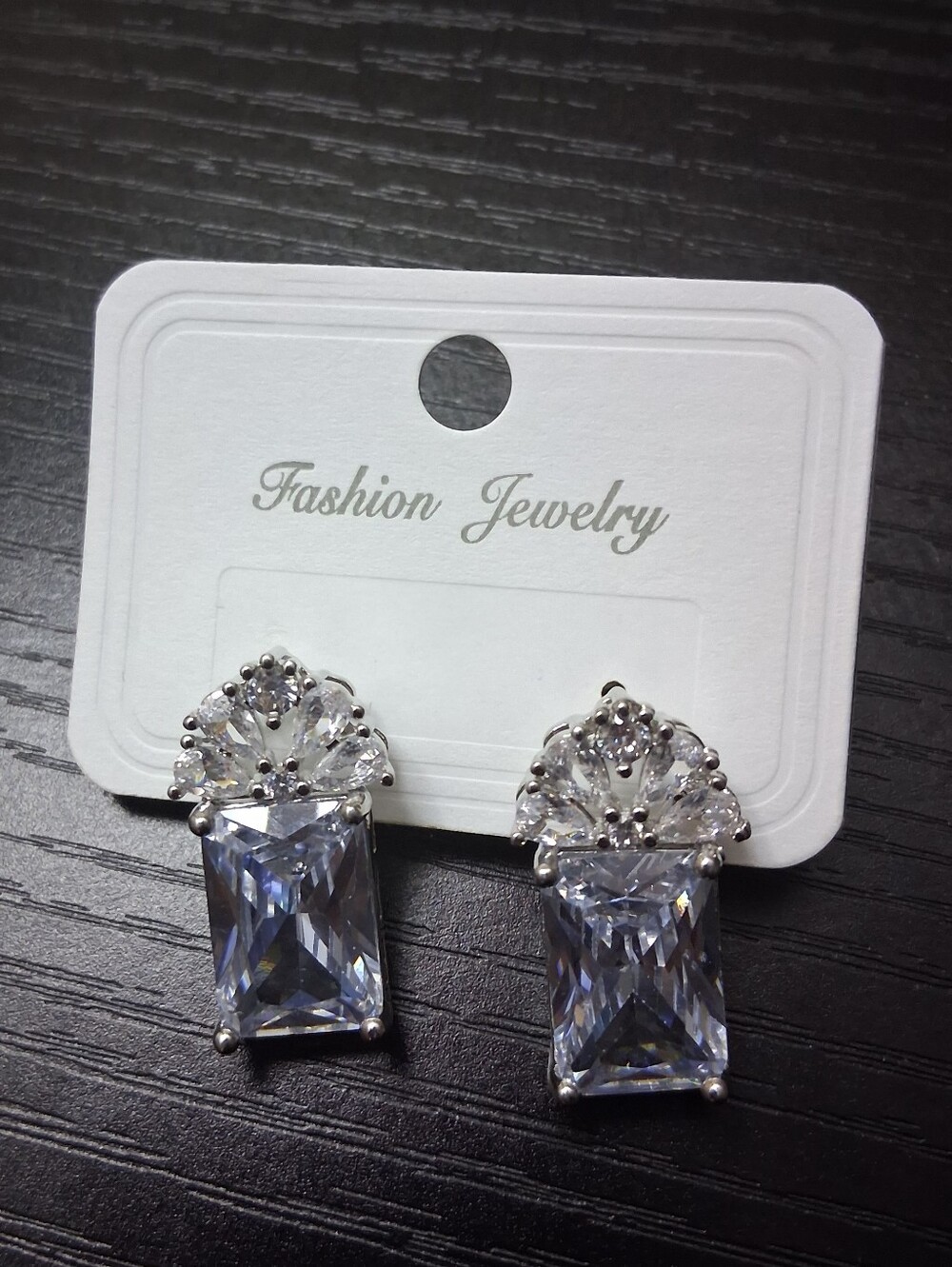 Cubic Zirconia White Gold Plated Elegant Earrings